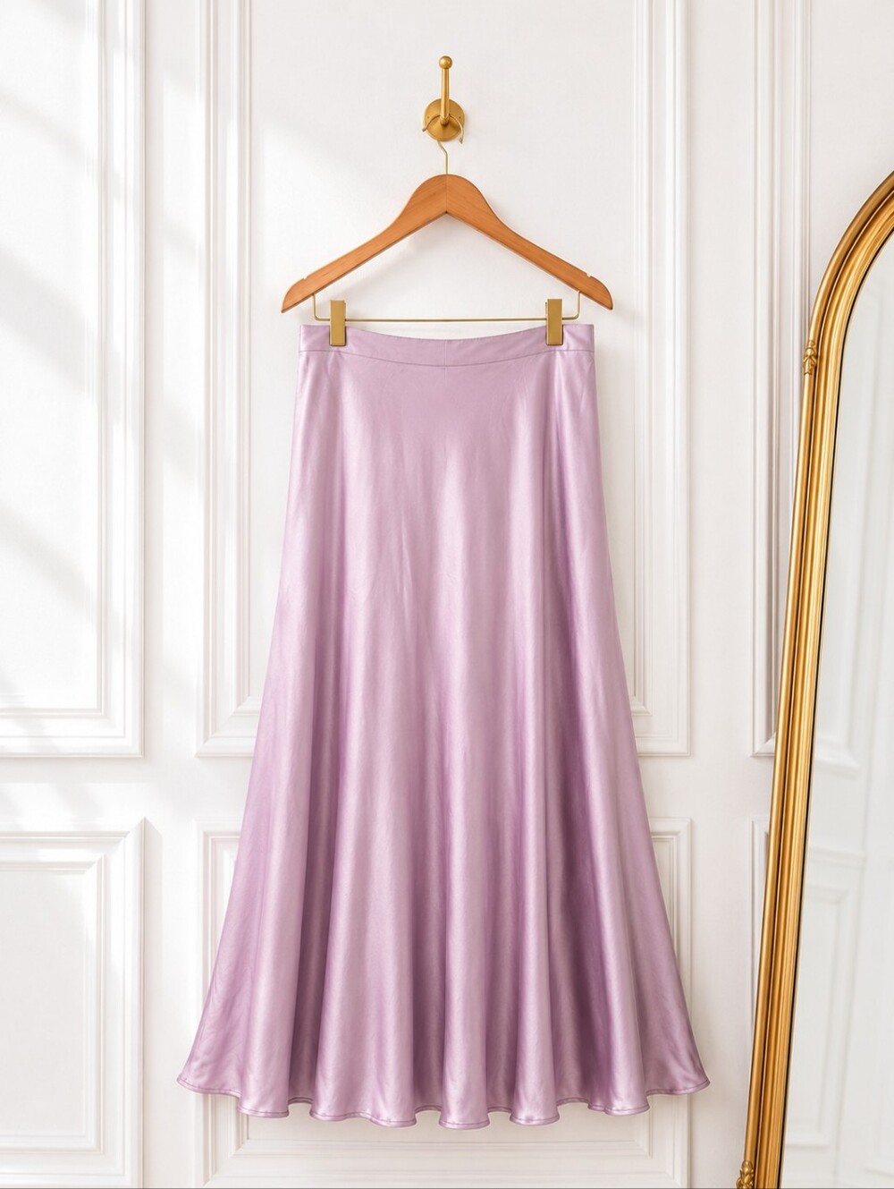NWT Zeagoo Satin Maxi Skirt Size XL Lilac Lavender A-Line Slip Skirt Elegant - Picture 6 of 8